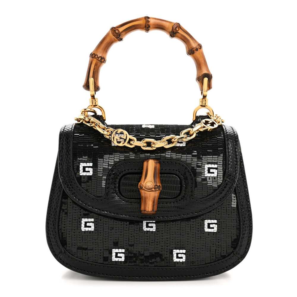 Gucci Sequin Lizard Embossed Gg Mini #294135G18B - Picture 1 of 11